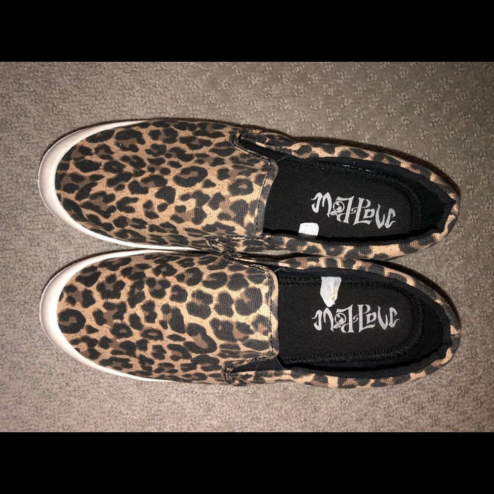Leopard print slip on sneakers